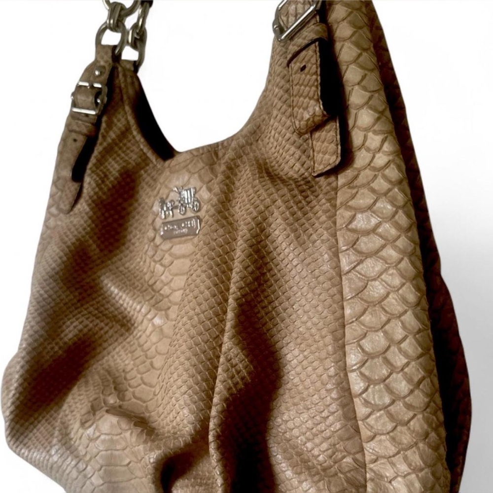 Coach Madison Python-Embossed Hobo Shoulder Bag- … - image 1
